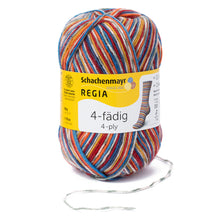Lade das Bild in den Galerie-Viewer, Regia 4 fädig color 50 gr. von Schachenmayr Farbe 5478 Brasil Salvador online kaufen bei www.wolle4you.de Novodomskys Handarbeiten Herrenberg Sonderpreis € 3,80