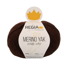 Lade das Bild in den Galerie-Viewer, regia premium 4-fädig merino yak 100 gr. schokolade/7522
